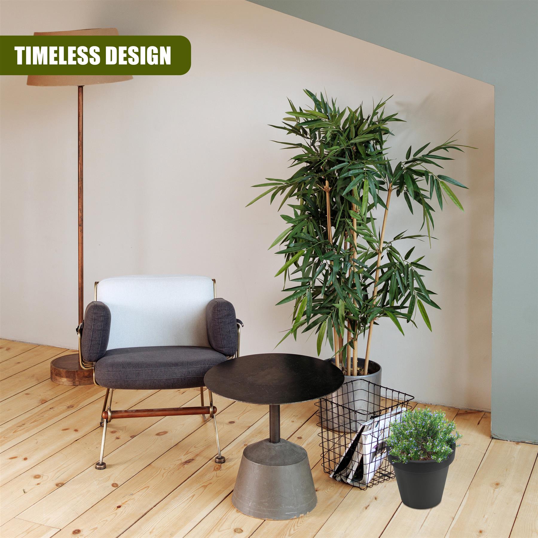 Anthracite Round Flower Pot Planter Garden Plant Pot Indoor Outdoor Container - Produktbild 6