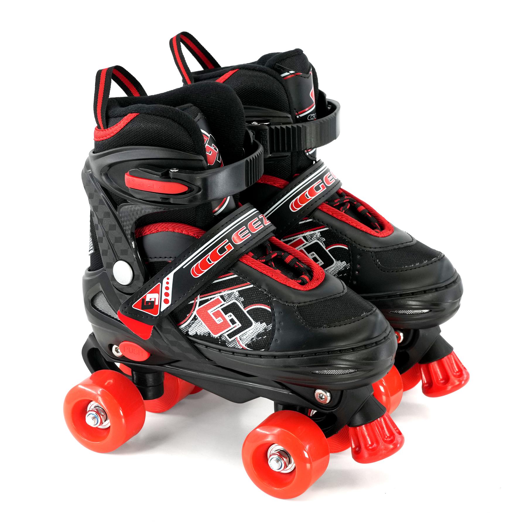 Kids Adjustable 4 Wheel Red Quad Roller Skates For Girls & Boys Adjustable Sizes - Picture 15 of 28
