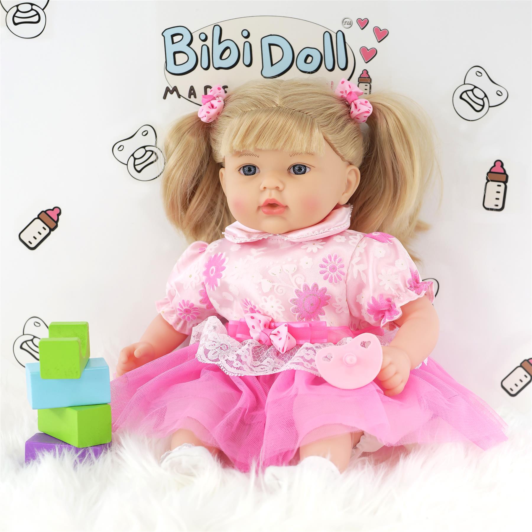 18" Baby Dolls Girls Pink Clothes Soft Body Sounds Styling Hair Dummy BiBi Doll - Picture 11 of 21