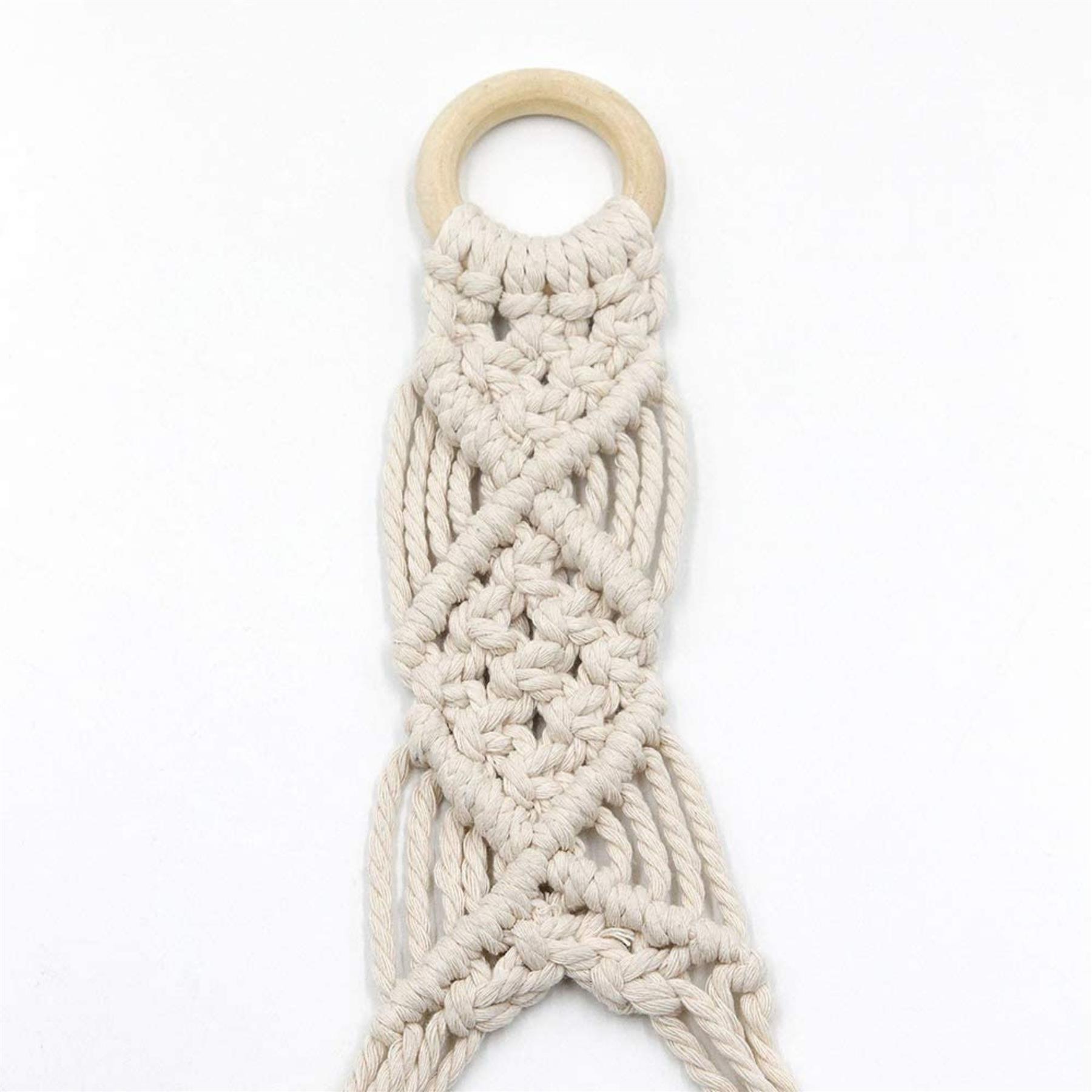 1/2 Tier Hanging Floating Rope Shelf Wooden Storage Kitchen Wall Boho Decor Gift - Picture 19 of 21