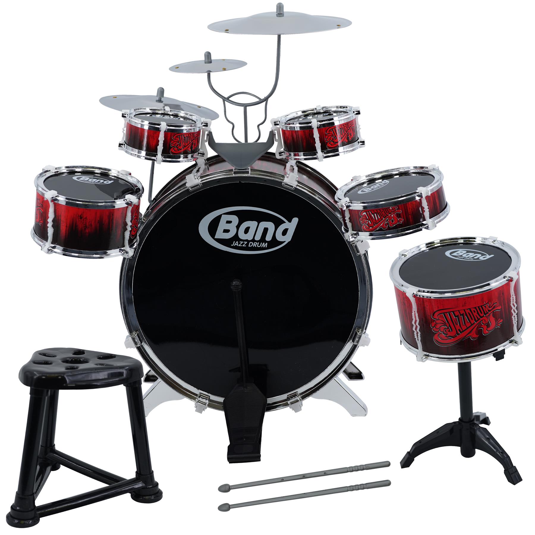 Kids Large Drum Kit Jazz Band Sound 10 Pcs Drums Play Set Musical