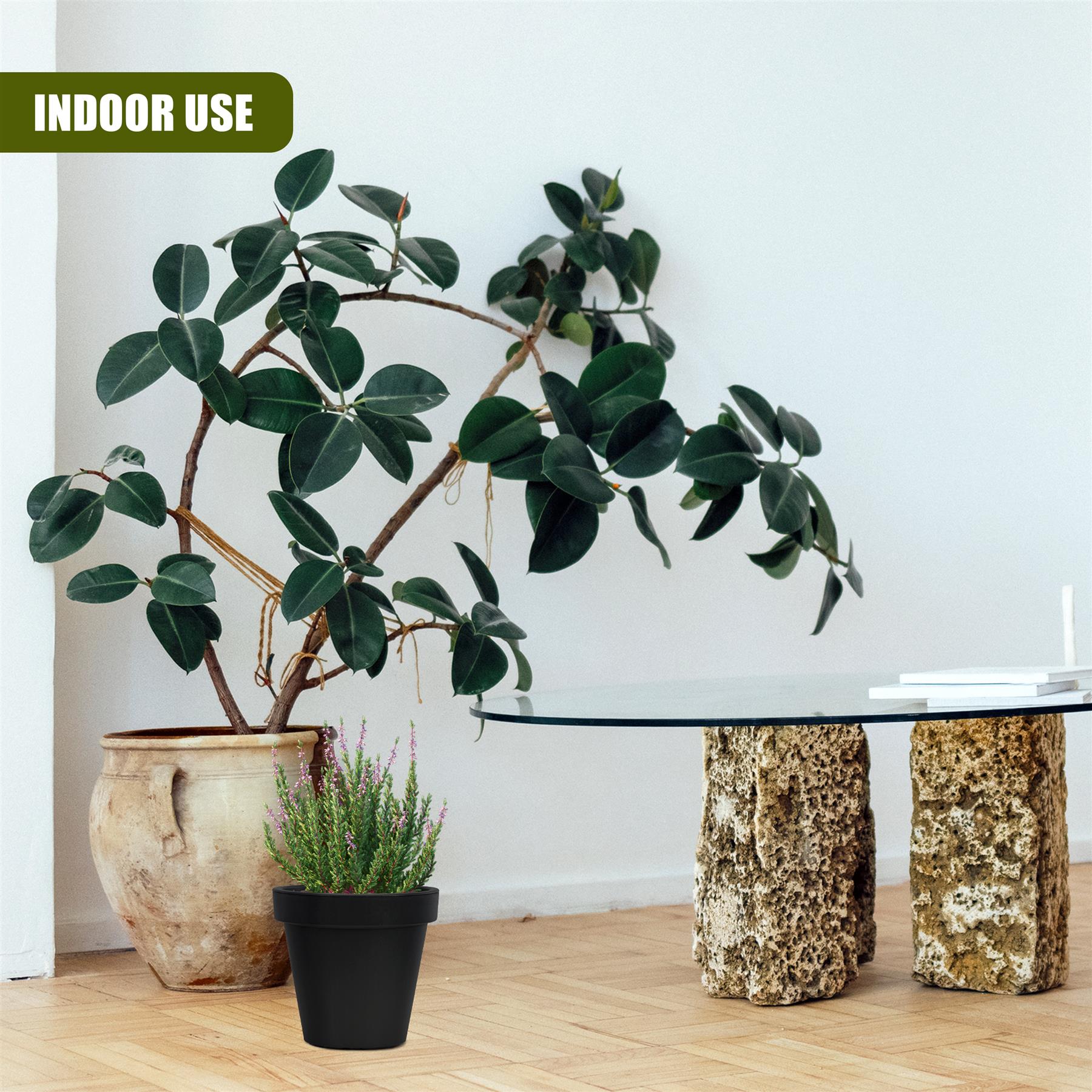 Anthracite Round Flower Pot Planter Garden Plant Pot Indoor Outdoor Container - Produktbild 3