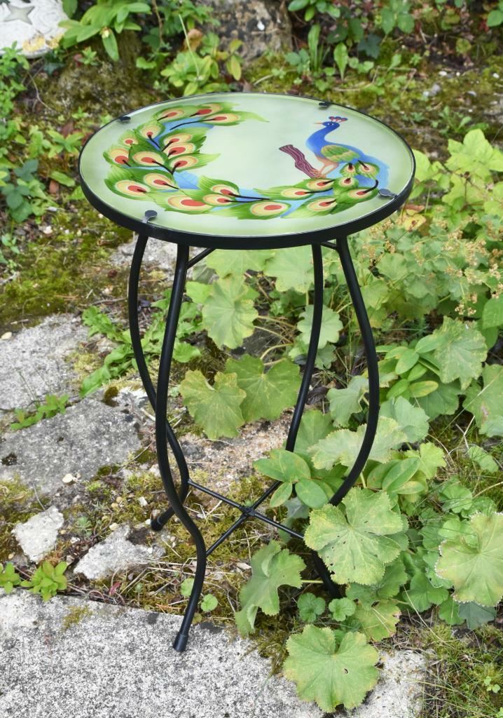 Iron/Glass Round Side Coffee Patio Table Mosaic Design Garden Flower Plant Stand - Picture 57 of 76