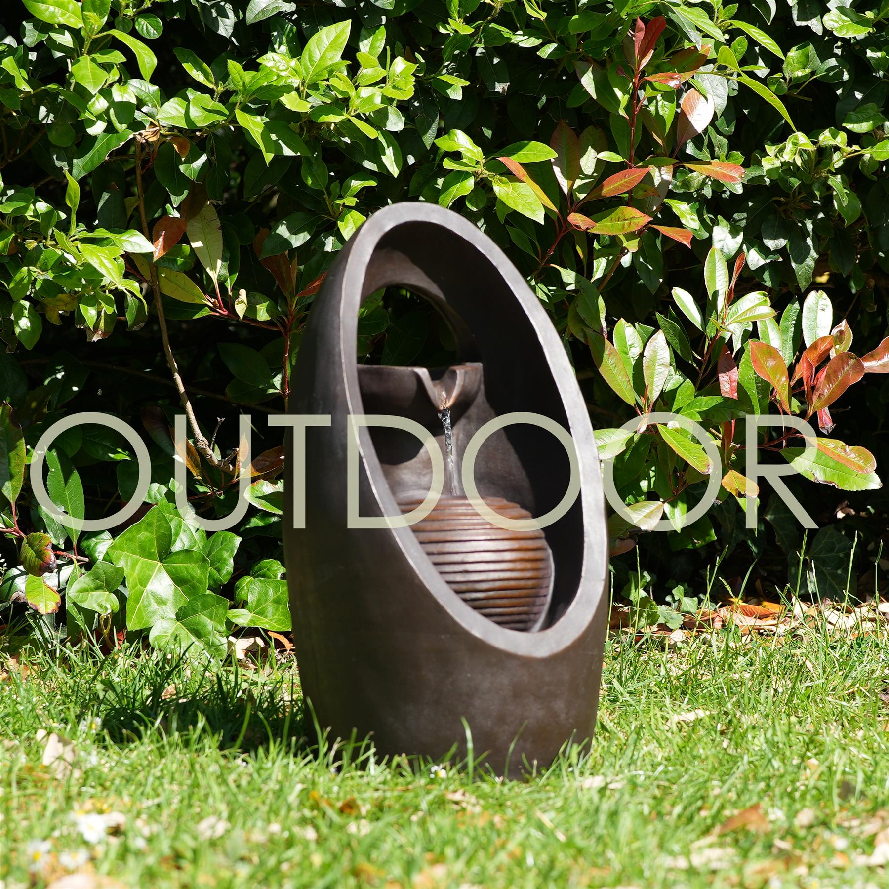 Indoor Outdoor Polyresin Water Fountain Feature LED Lights Garden Statues Decor - Produktbild 1