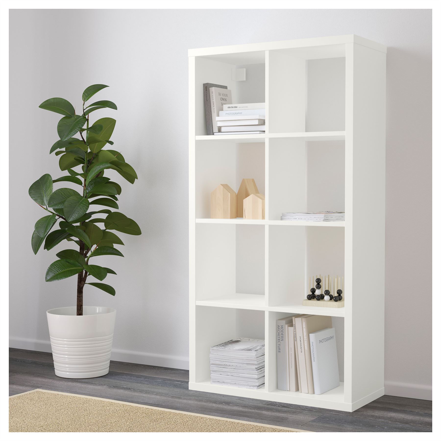 Ikea Flysta Shelving Unit White 8 Cube Storage Bookcase Rectangle eBay