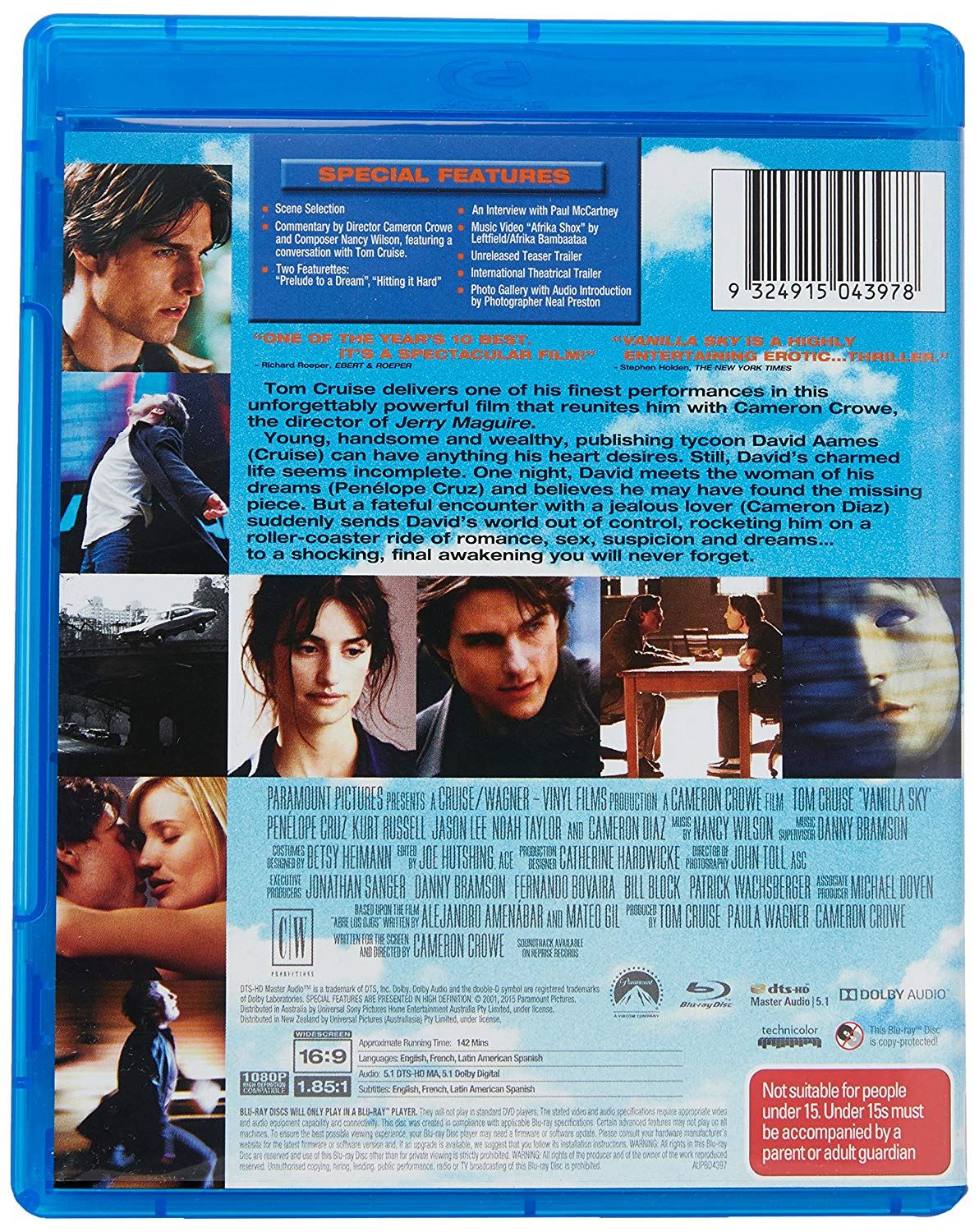 Vanilla Sky Bluray Region ABC New 9324915043978 eBay