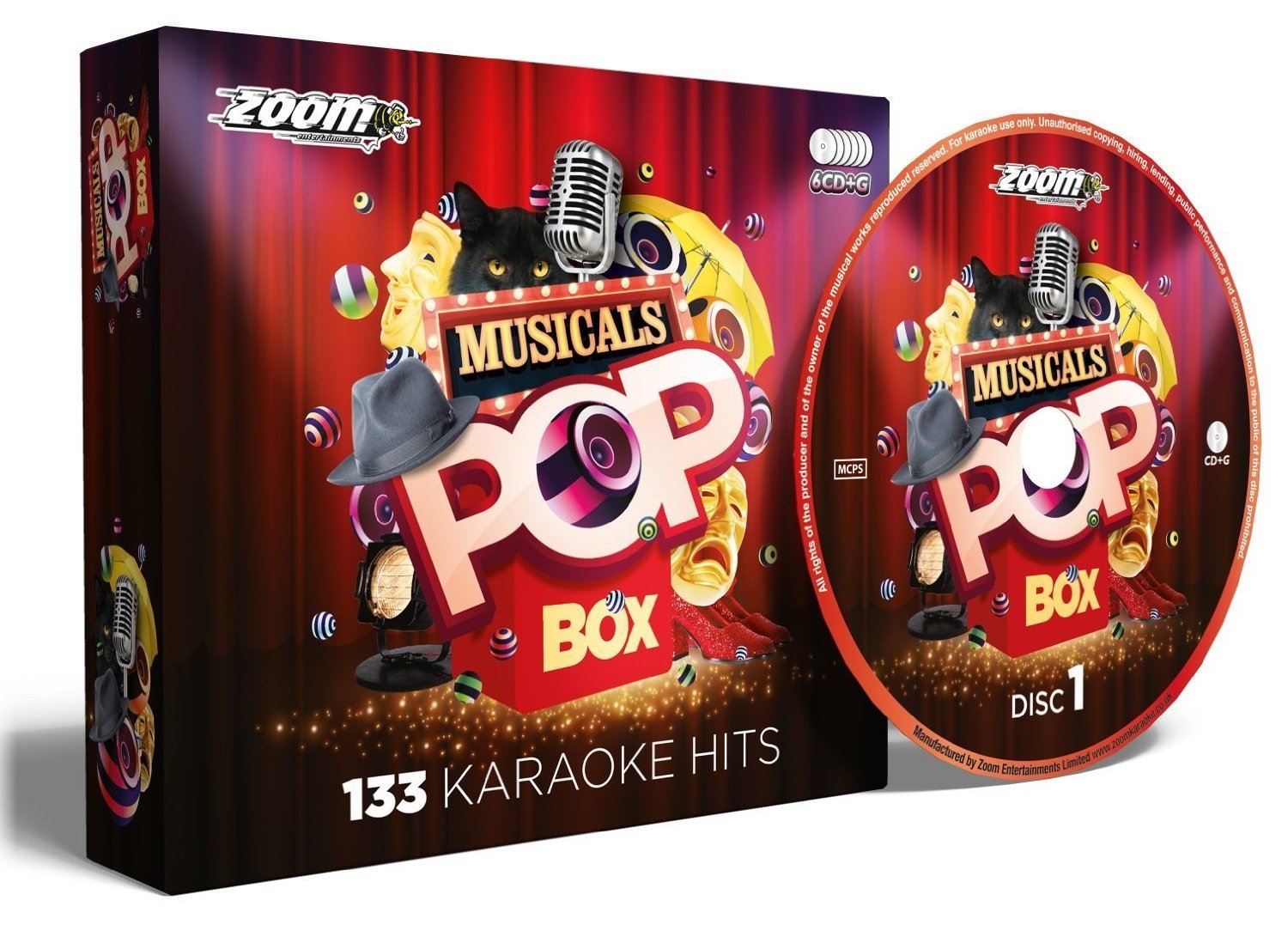 ZOOM KARAOKE MUSICALS Pop Box Party Pack 6 Disc CD + G New Sealed £15.