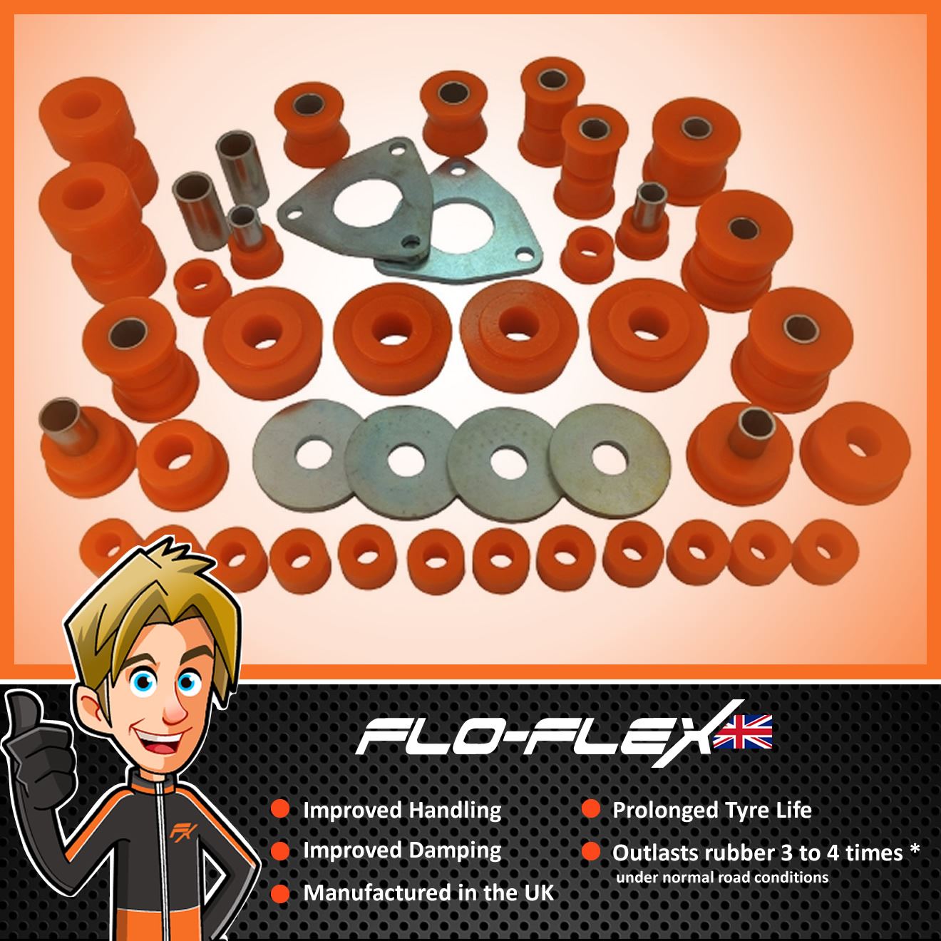 Land Rover Discovery 1 Suspension Bushes Front & Rear Kit in Poly Flo