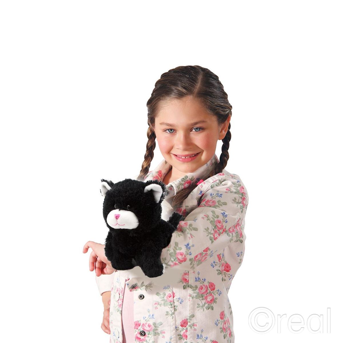 New Zookiez 8/" White Cat Soft Plush Toy Snaps On Your Wrist Kitten Official