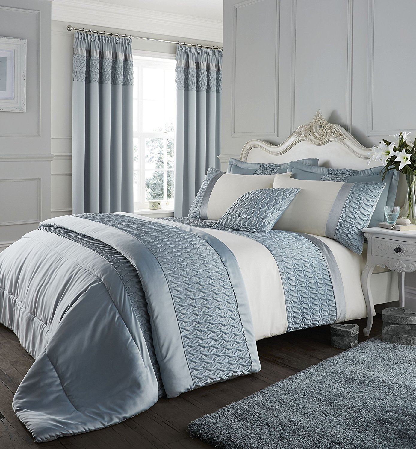 Catherine Lansfield Quilted Luxury Satin Duckegg Stylish Bedding - Catherinelansfieldquiltedluxurysatinduckeggstylishbedding catherine lansfield quilted luxury satin duckegg stylish bedding - catherinelansfieldquiltedluxurysatinduckeggstylishbedding
