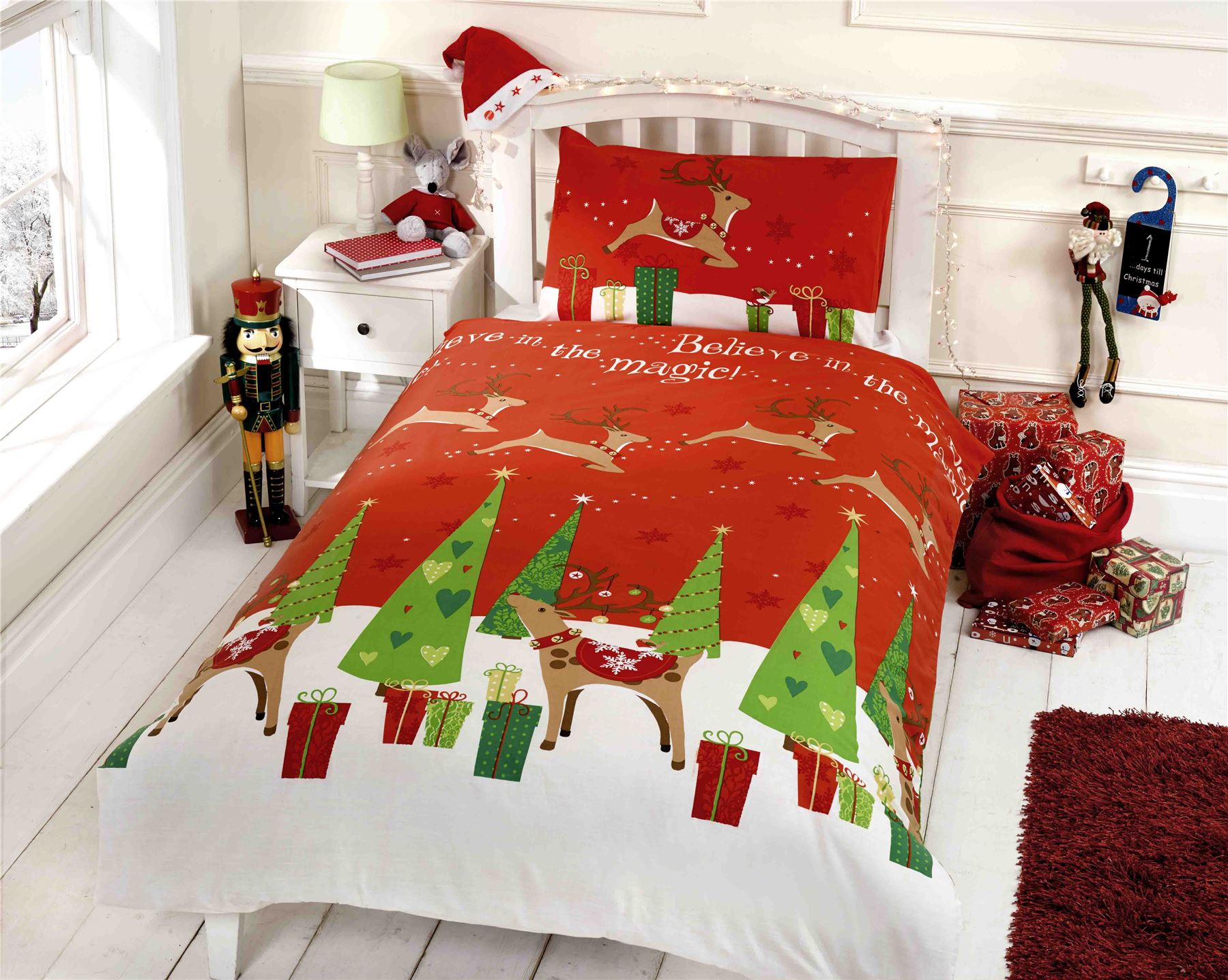 Kids Christmas Bedding Duvet Cover Bright Colourful Festive Xmas Santa