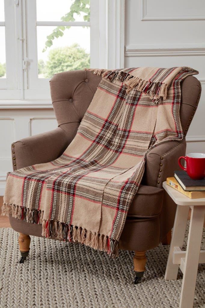 Tartan Check Design Throw Blanket For Sofa Chair Bed 100 Cotton eBay