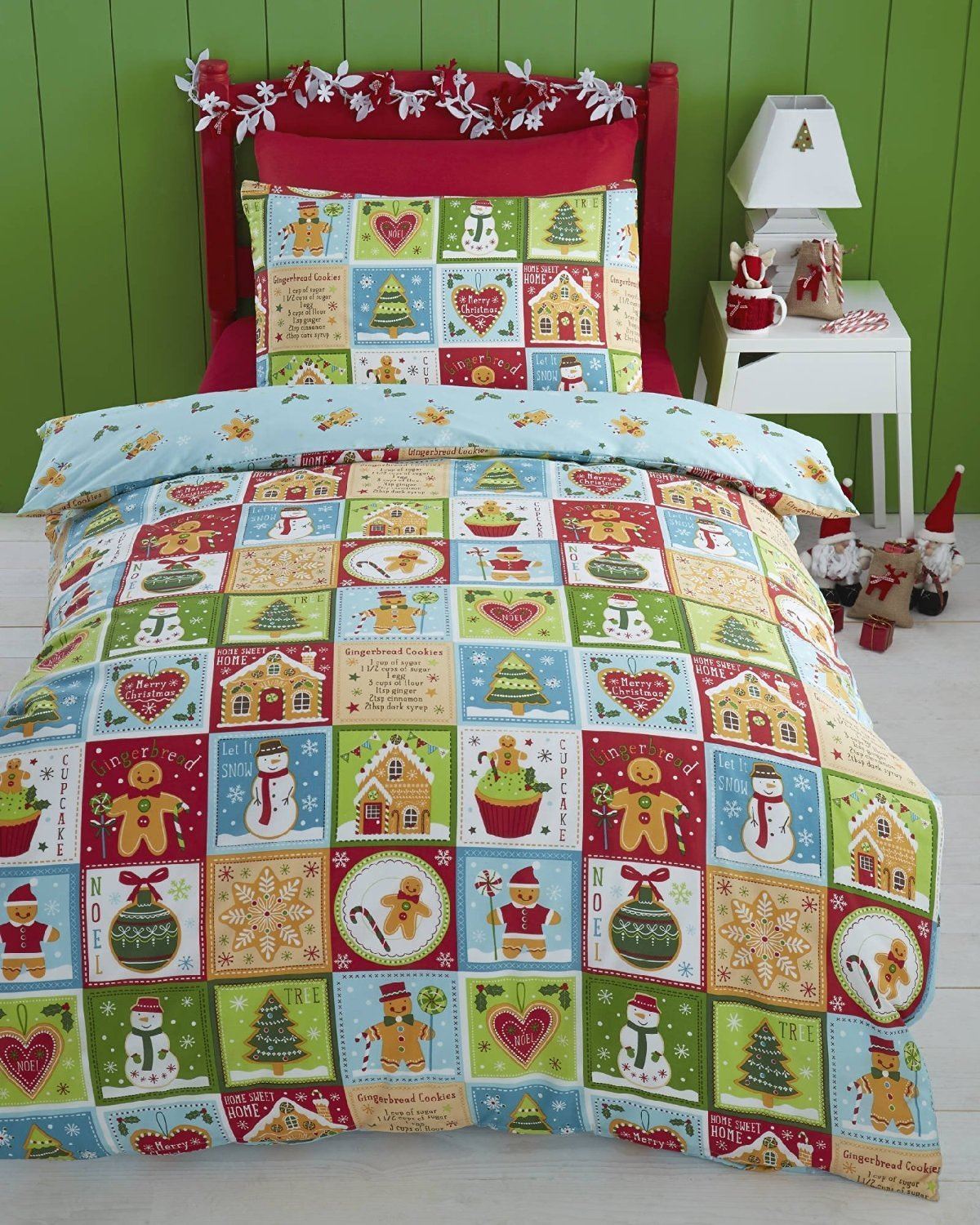 Kids Christmas Bedding Duvet Cover Bright Colourful Festive Xmas Santa