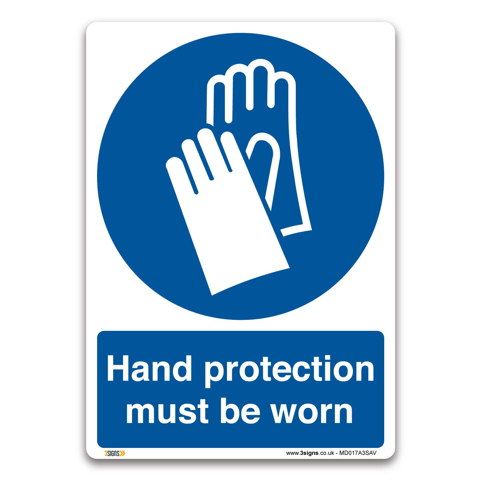 Hand protection must be worn Sign Vinyl Mandatory Safety Clothing