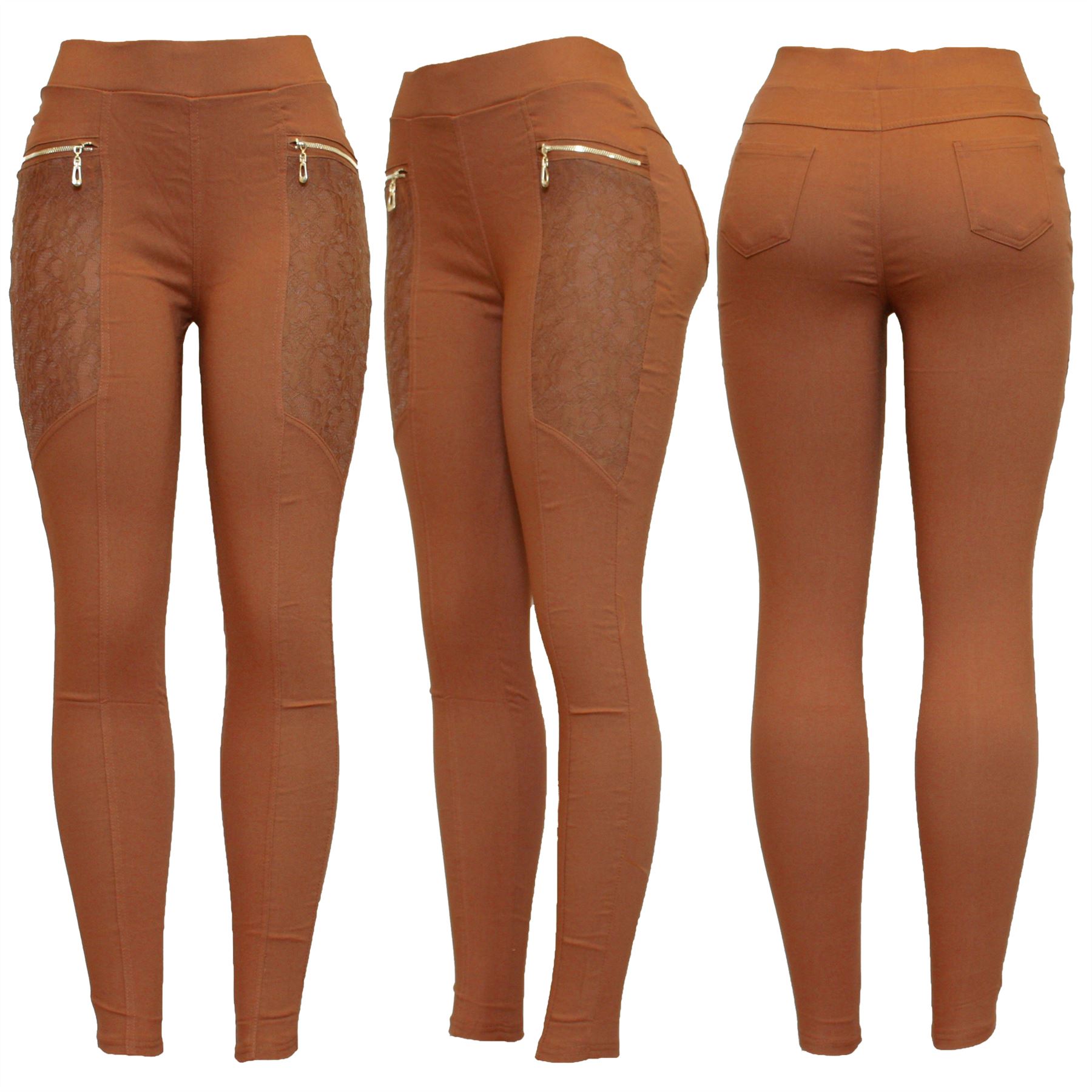 Zip Detail Lace Jeggings Leggings Pants 