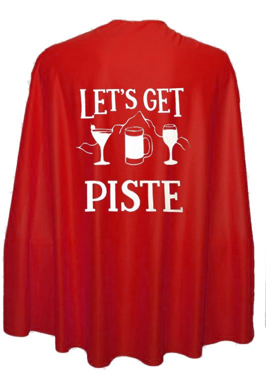 Adults 35" Lets Get Piste Ski Snowboard Winter Sports Fancy Dress Superhero Cape - Picture 7 of 8