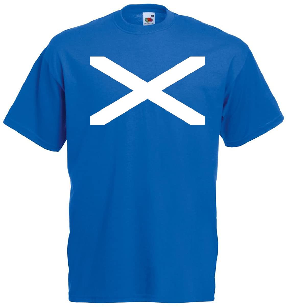 Mens Scotland Saltire St Andrews Cross Scottish Flag Sports Unisex Blue T-Shirt - Picture 5 of 8