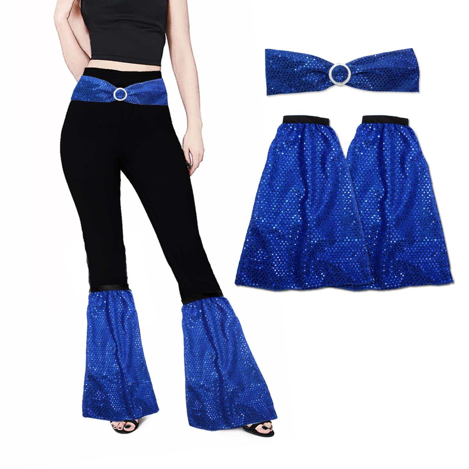 1960 70s Sequin Flares Covers & Belt Disco Soul Funk Dance Fancy Dress Set - Picture 7 of 8