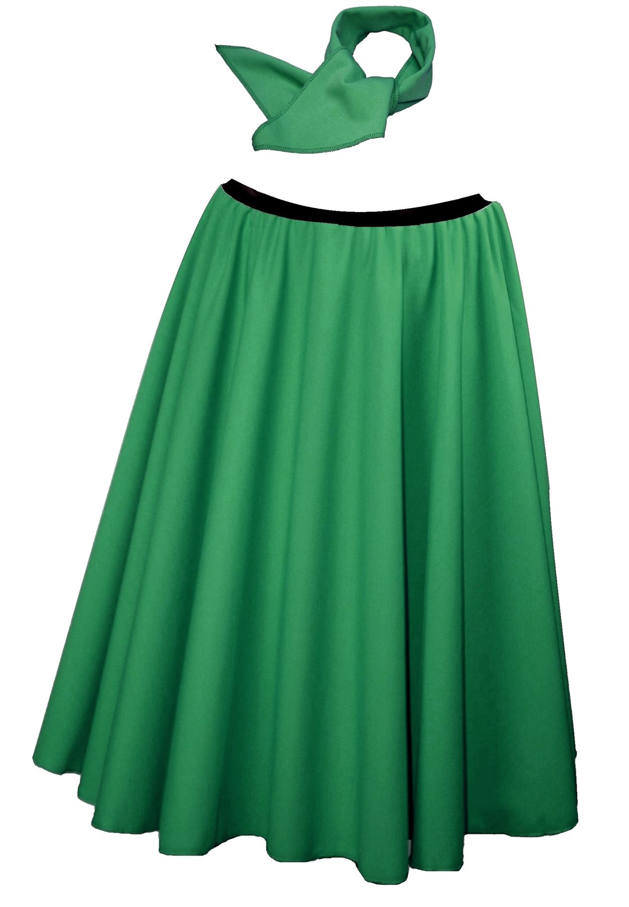 Neck Tie With Elasticated Waist band 26/" Emerald Green Rock /& Roll Skirt