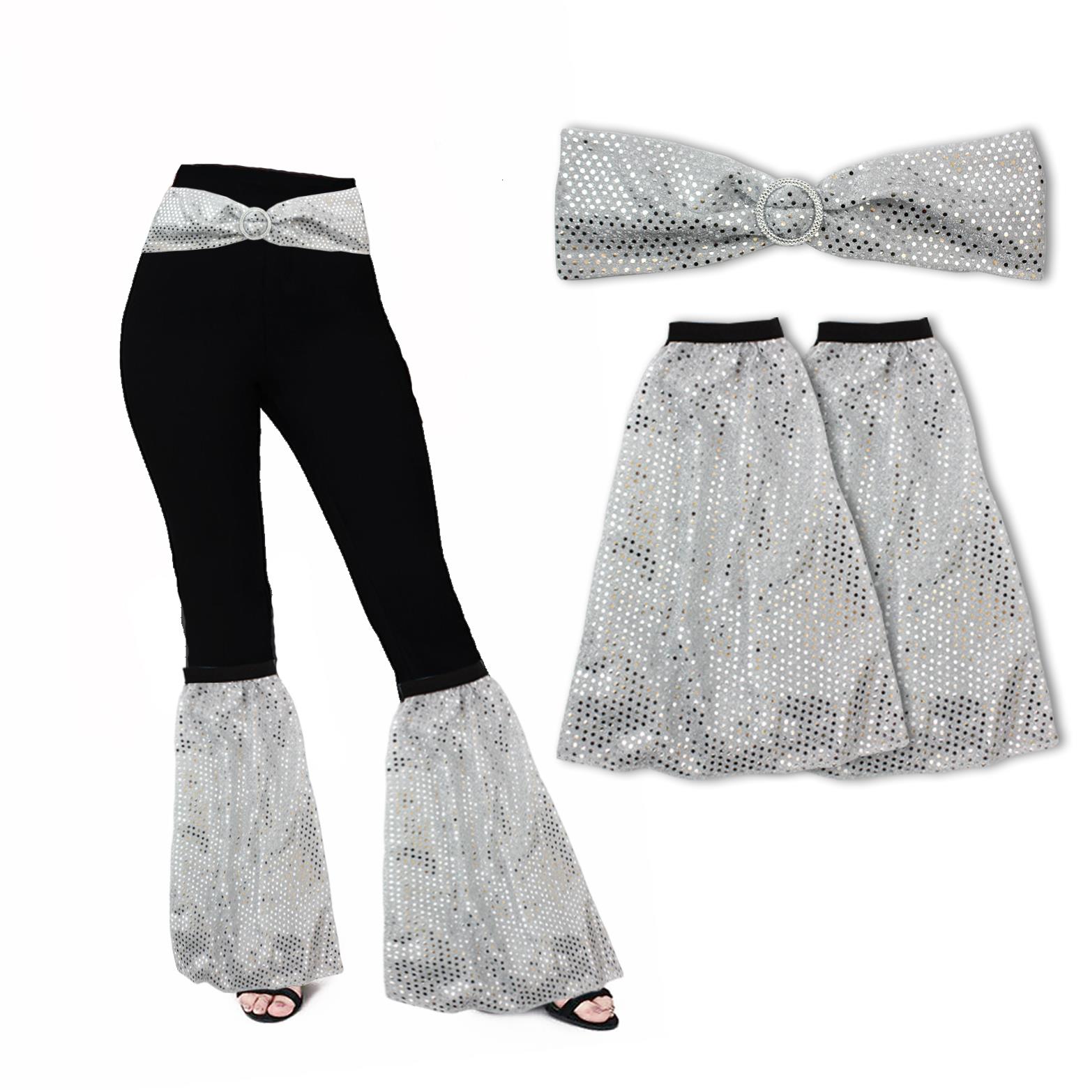 1960 70s Sequin Flares Covers & Belt Disco Soul Funk Dance Fancy Dress Set - Picture 8 of 8