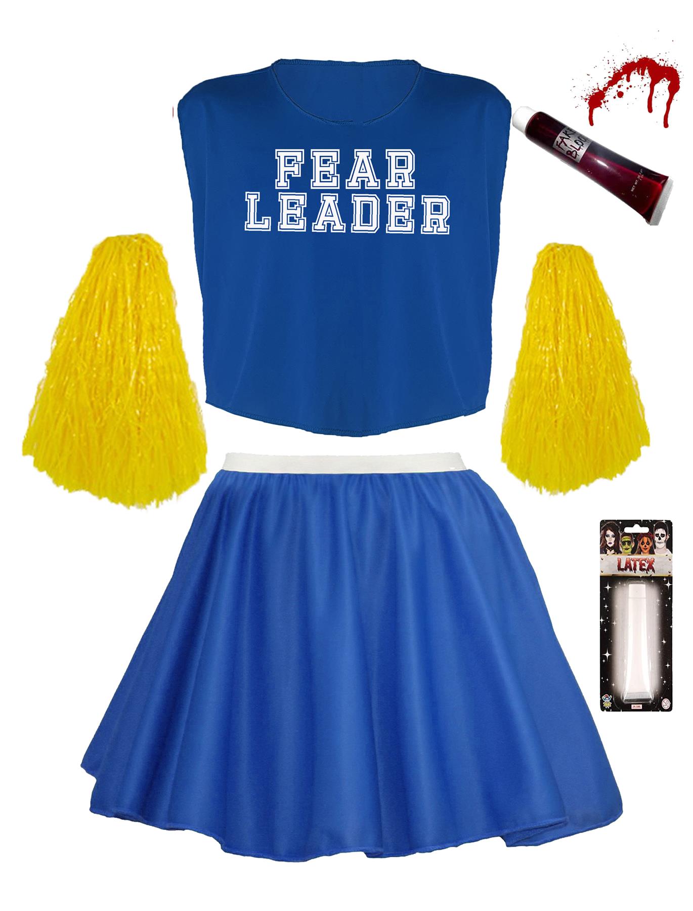 Mens Halloween Fear Leader Drag Cheerleader Fancy Dress Costume - Picture 2 of 5