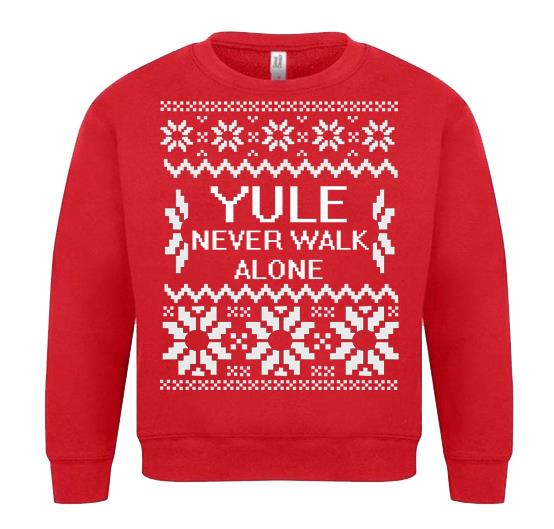 Adults Yule Never Walk Alone YNWA Festive Red Christmas Jumper - Picture 7 of 7