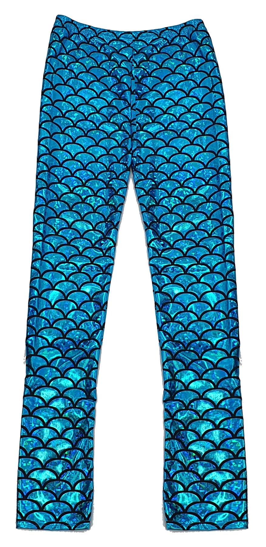 Adults Mermaid Multicolored Fish Scale Fancy Dress Leggings - Picture 5 of 22