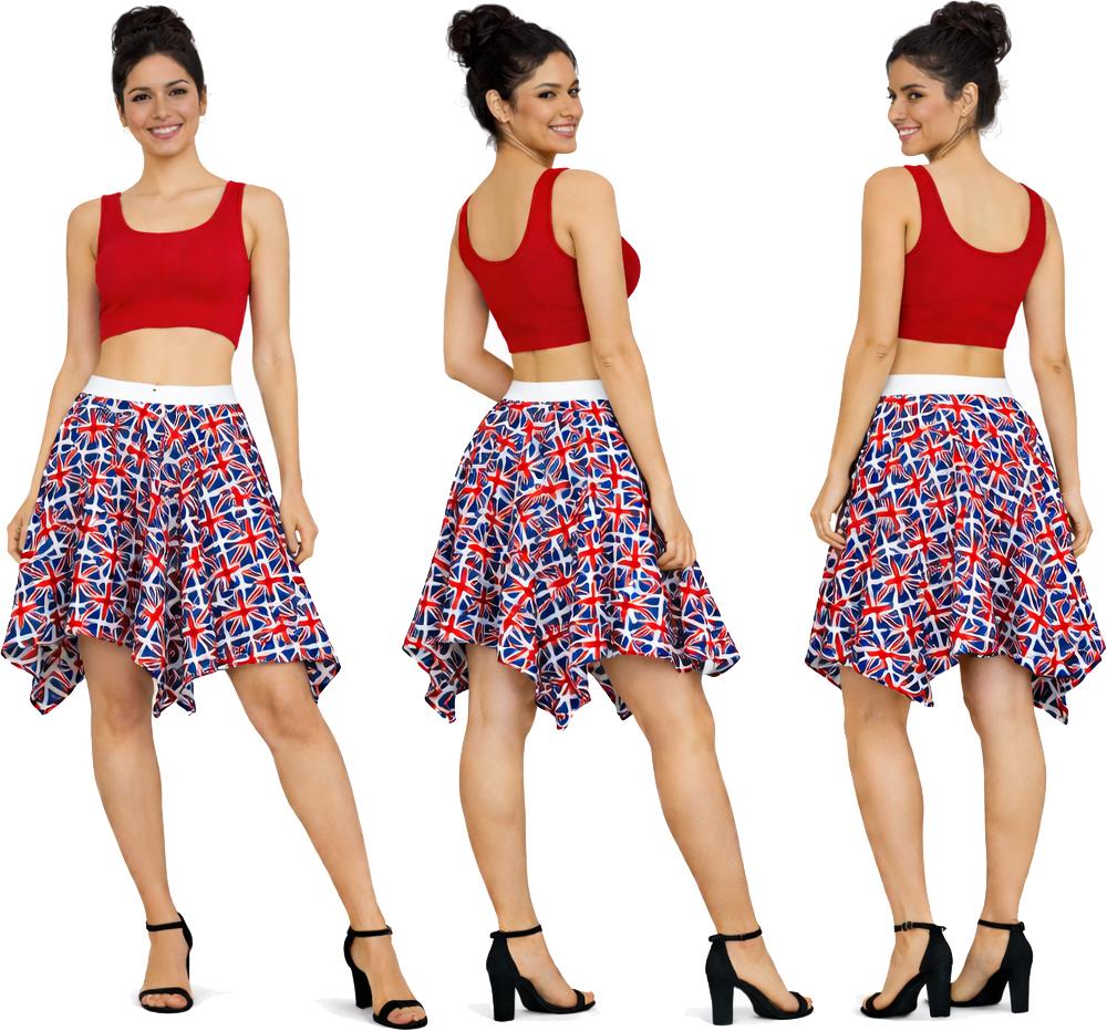 クローバー Adults Union Jack Flag Skirt United Kingdom Great Britain Fancy