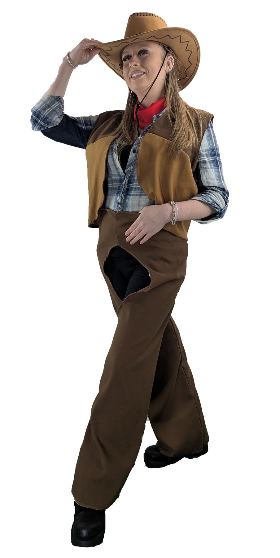 Ladies Womens Cowgirl Western Chaps Hen Party Chaparreras Wild West Fancy Dress - Picture 23 of 43