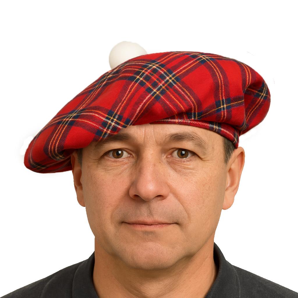 Adults Tartan Tam O'Shanter Hat Burns Night St Andrews Day Scottish Fancy Dress - Picture 20 of 22