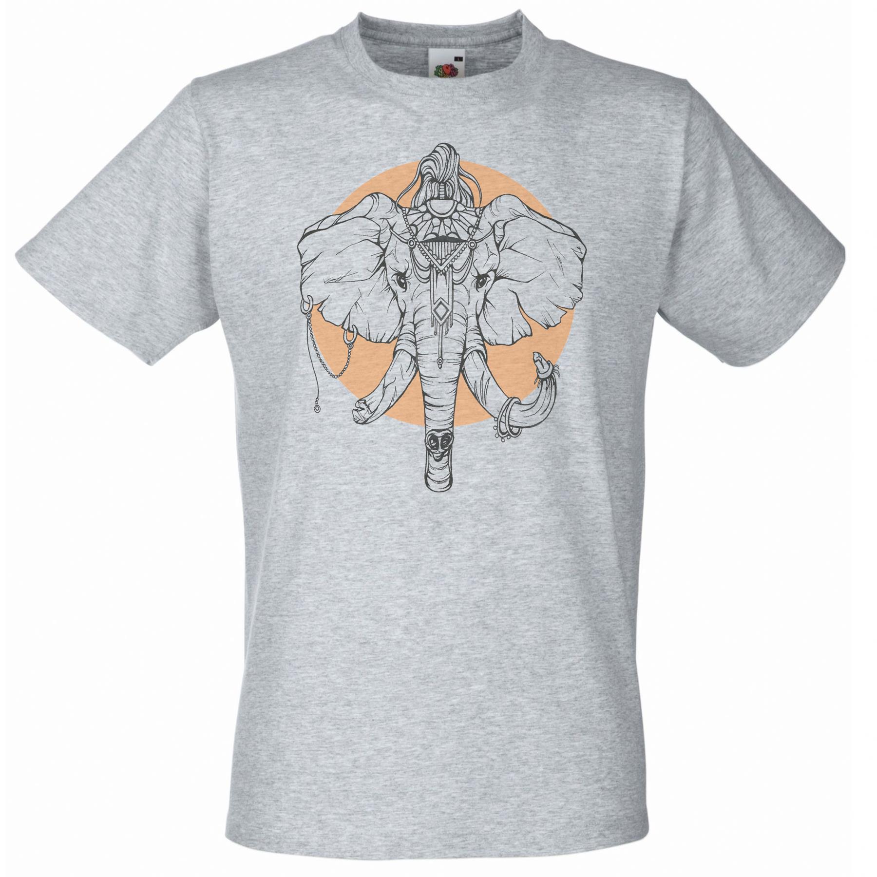 Adults Pooram Festival Hindu Sacred Elephant Durga Kali Unisex Grey T-Shirt