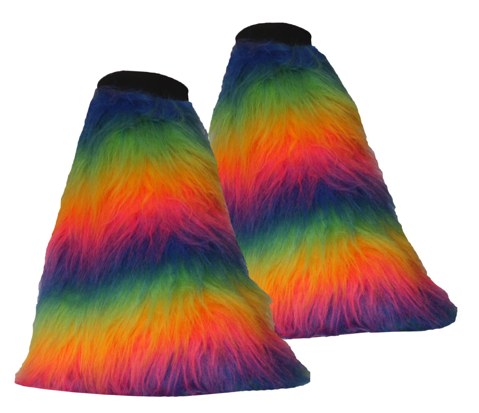 Adults Faux Fur Flared Boot Covers Rave Festival 90s Cyber Kid Fancy Dress - Picture 5 of 6