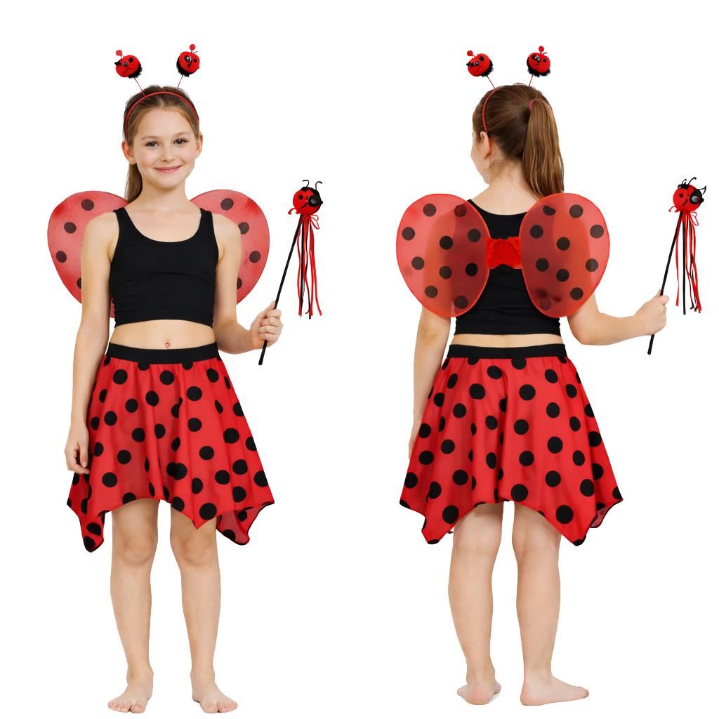 Conjunto de falda y ala de pañuelo de insecto Ladybird para niños disfraz de disfraz de insecto