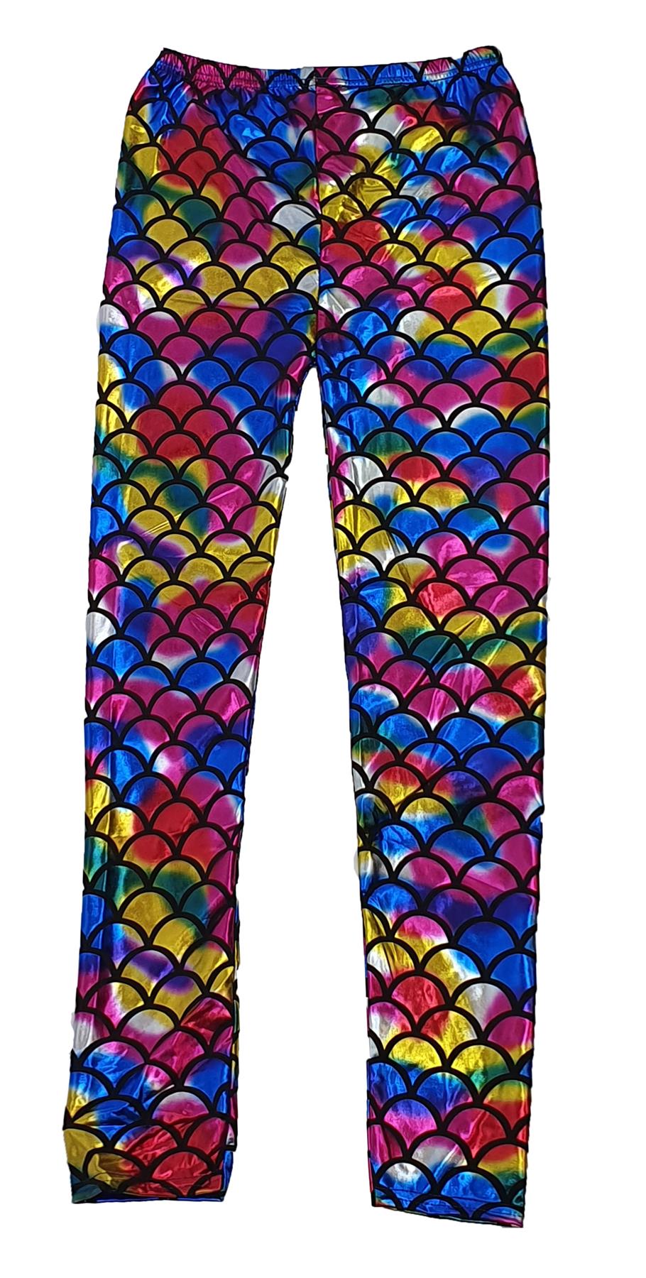 Adults Mermaid Multicolored Fish Scale Fancy Dress Leggings - Picture 15 of 22