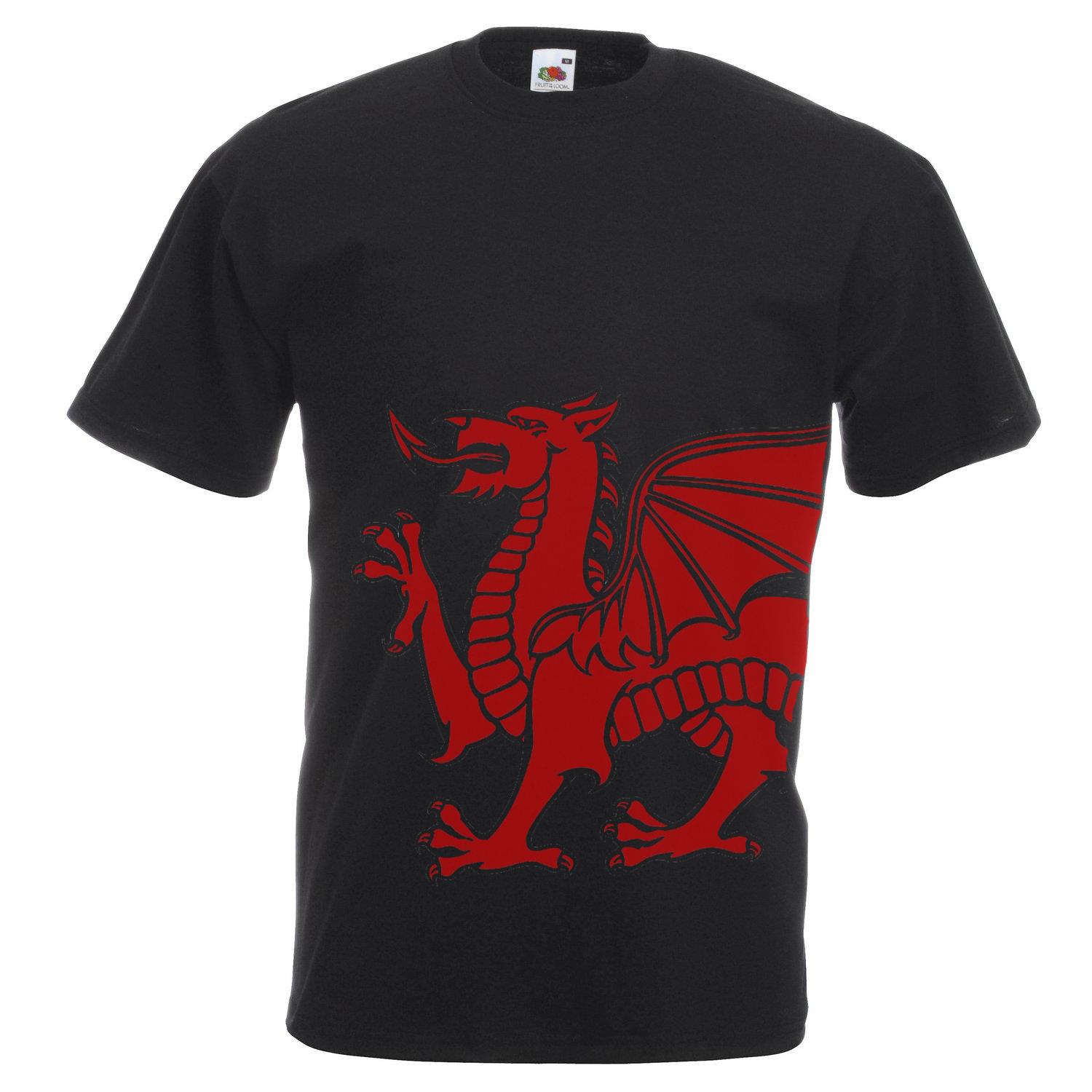 Unisex Black Dragon Red Welsh Rugby TShirt Shirt Wales WRU Union Sport