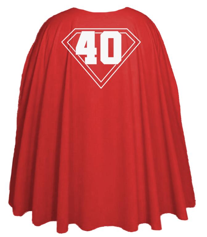 Adults 40th Birthday Celebration 35" Length Superhero Cape Fancy Dress - Picture 3 of 7
