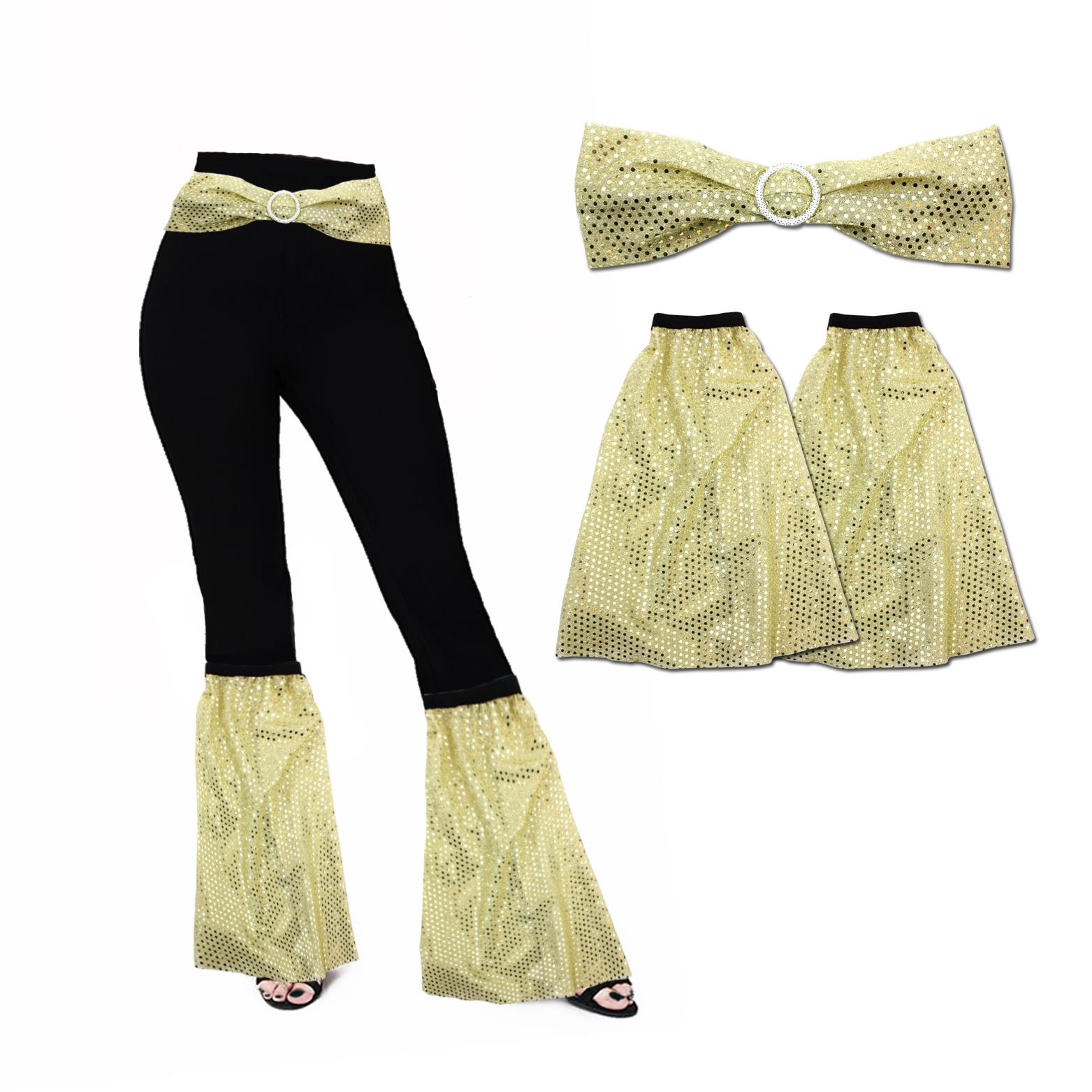 1960 70s Sequin Flares Covers & Belt Disco Soul Funk Dance Fancy Dress Set - Picture 5 of 8