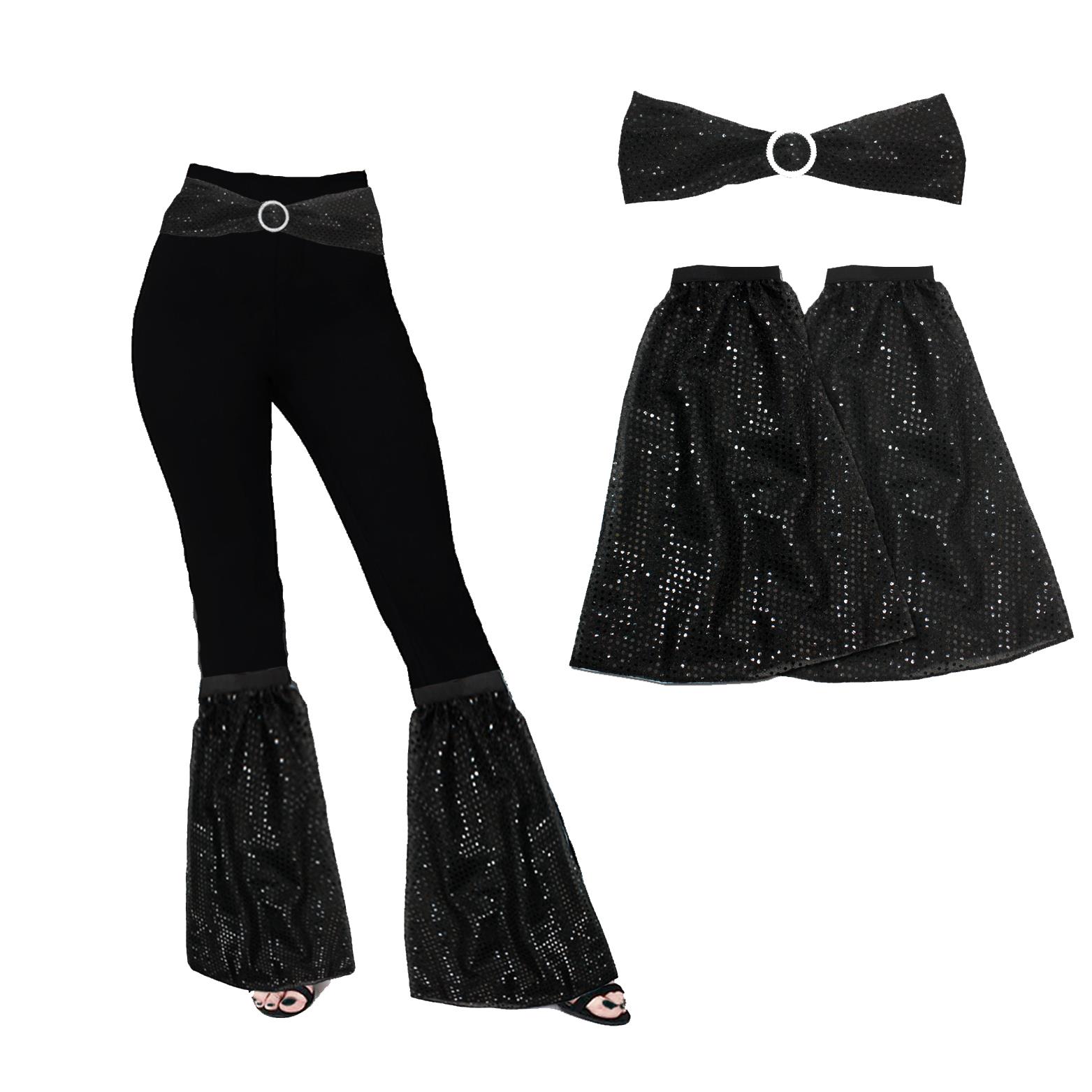 1960 70s Sequin Flares Covers & Belt Disco Soul Funk Dance Fancy Dress Set - Picture 2 of 8