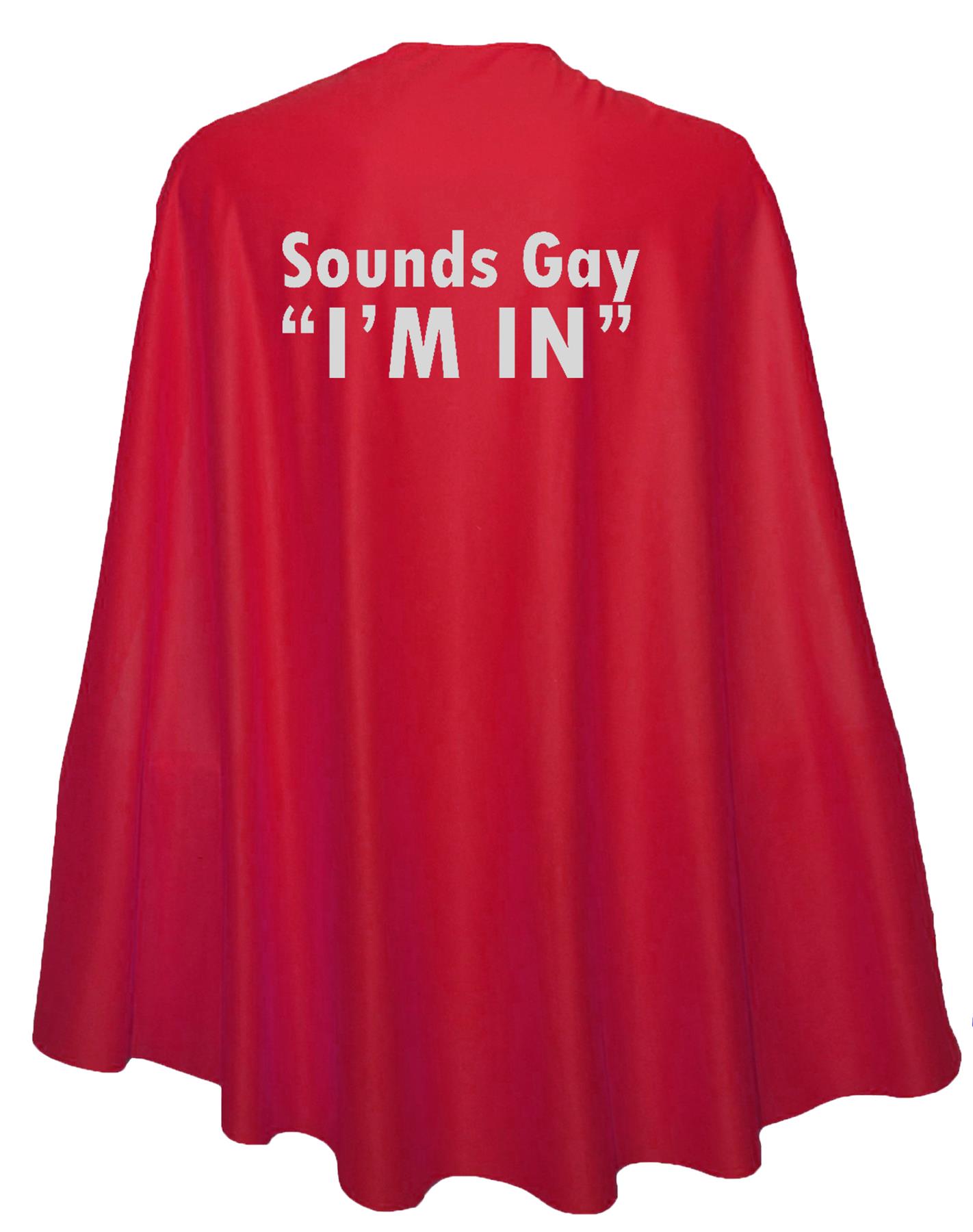 Adults 35" Sounds Gay "im in" Superhero Cape LGBT Gay Pride March Fancy Dress - Picture 7 of 9