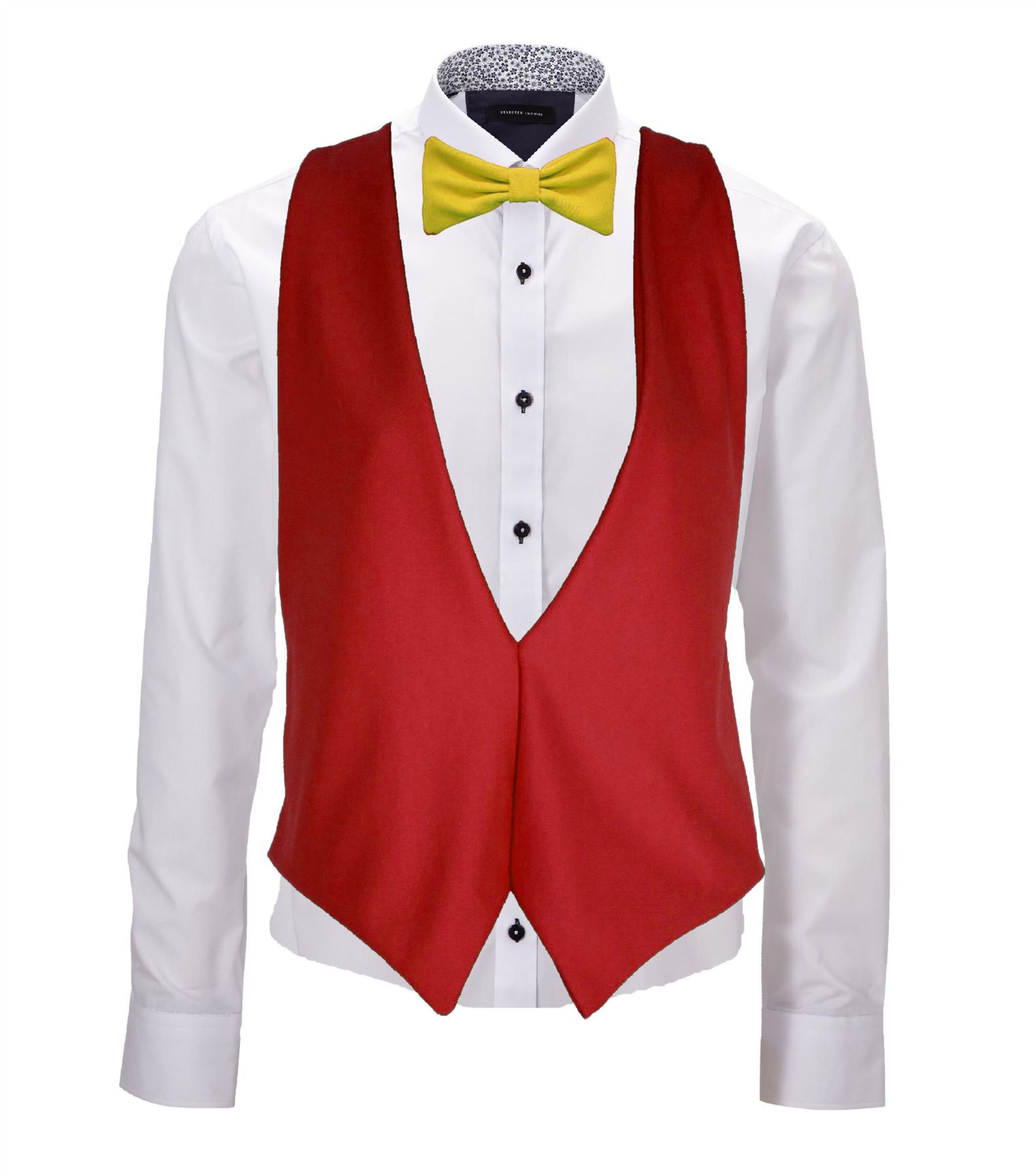 Adults Spain Espania National Flag Backless Waistcoat & Bowtie Fancy Dress - Picture 3 of 3