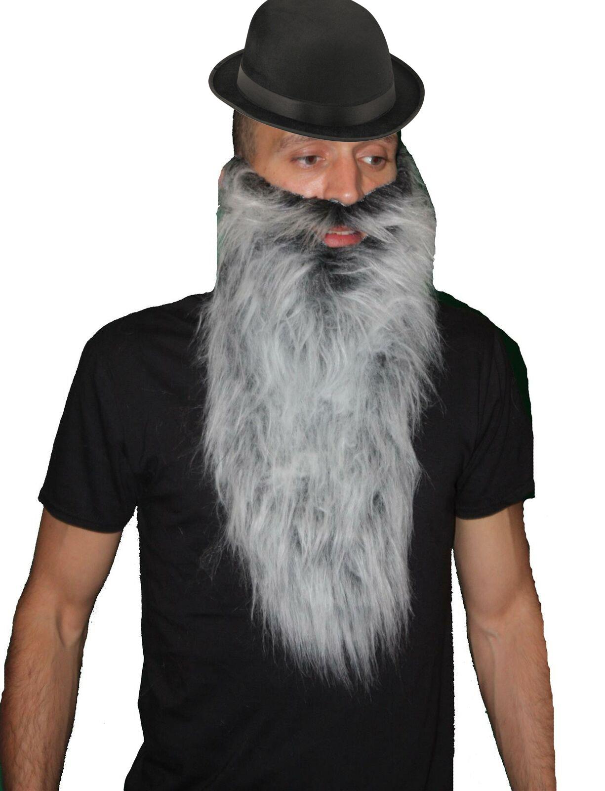 Adults 19th Century Gent Bowler Hat & 16" Length Beard Fancy Dress Accessory - Picture 4 of 5