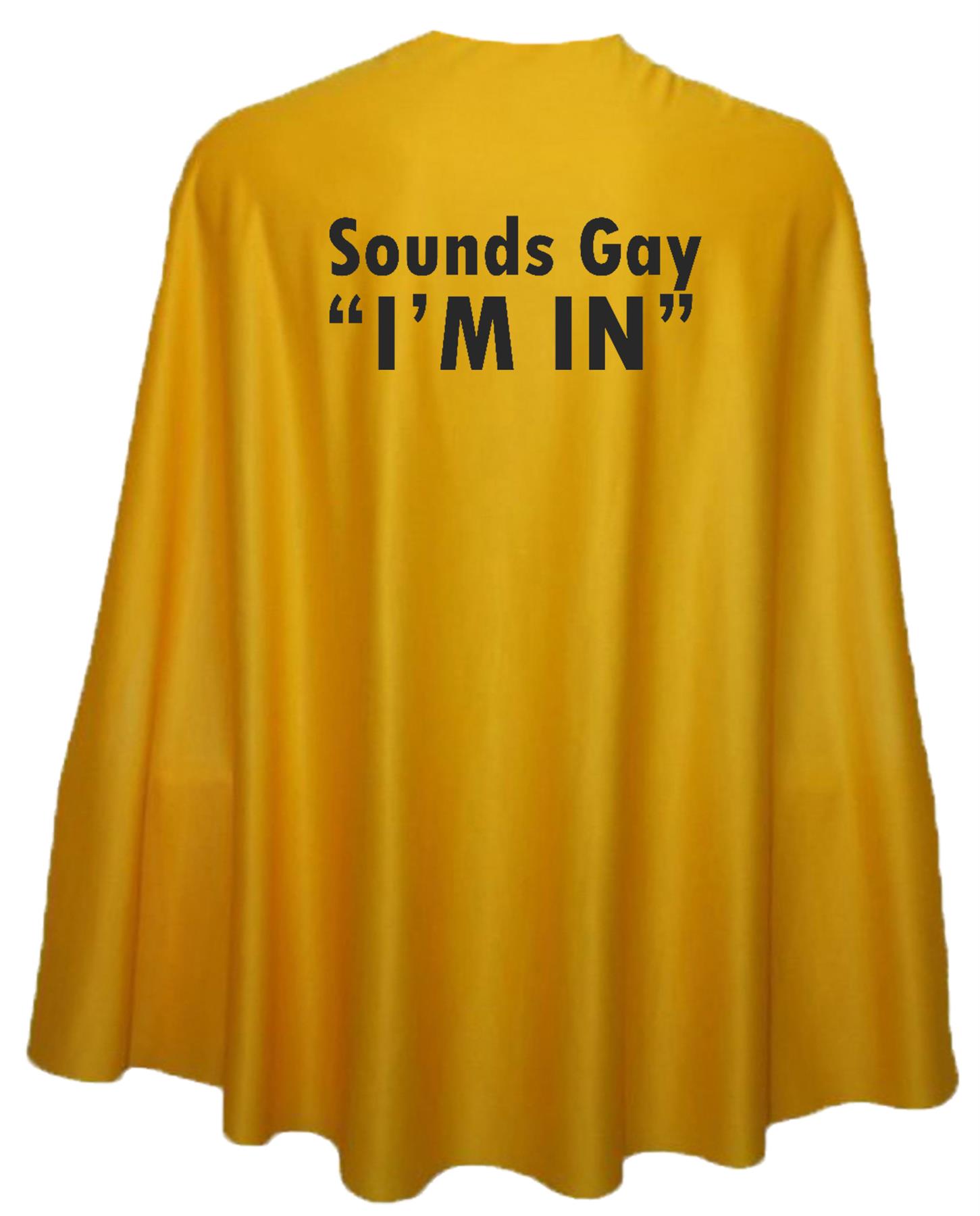 Adults 35" Sounds Gay "im in" Superhero Cape LGBT Gay Pride March Fancy Dress - Picture 9 of 9