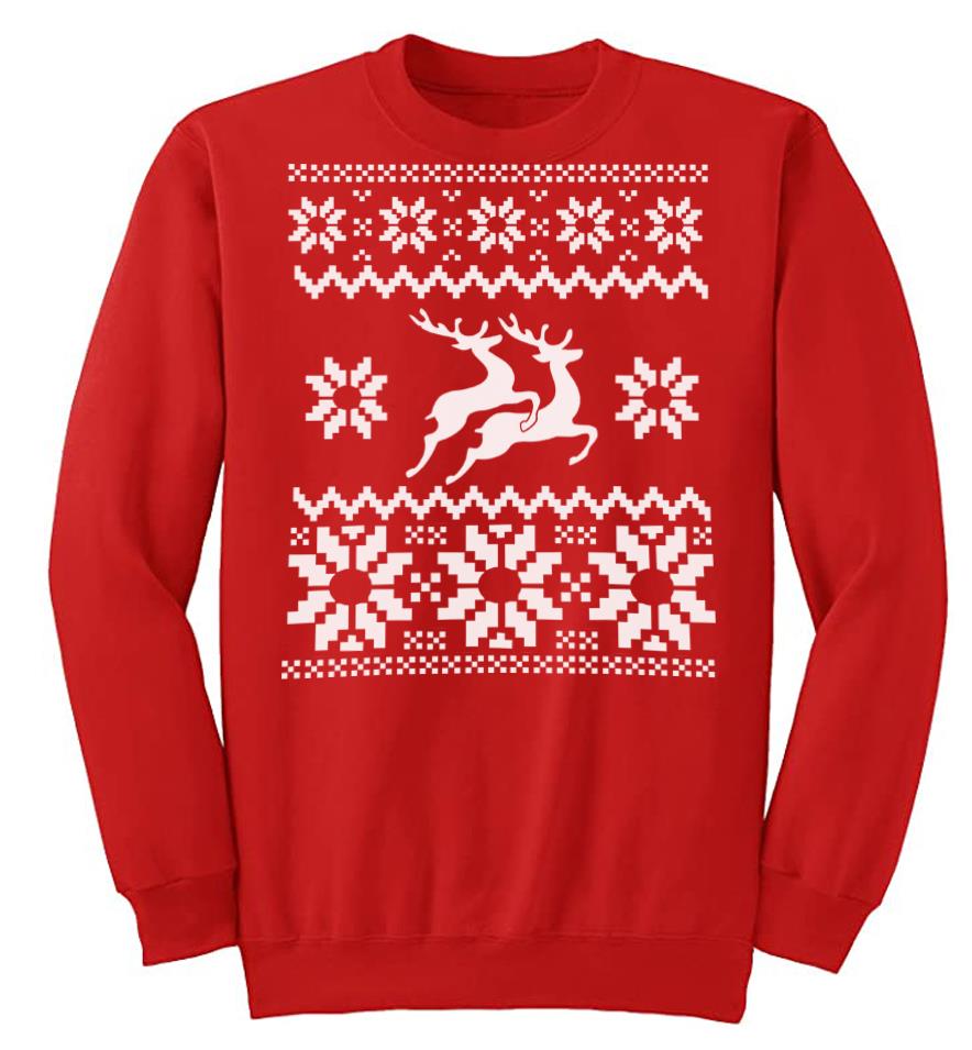 Adults Randy Reindeer Rudolph Fun Festive Red Unisex Xmas Christmas Jumper - Picture 6 of 7