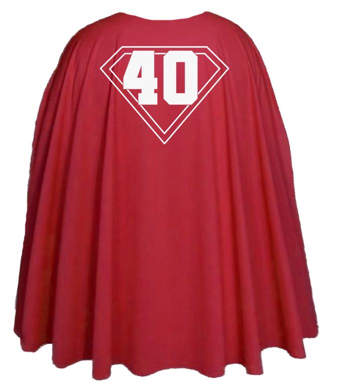 Adults 40th Birthday Celebration 35" Length Superhero Cape Fancy Dress - Picture 6 of 7