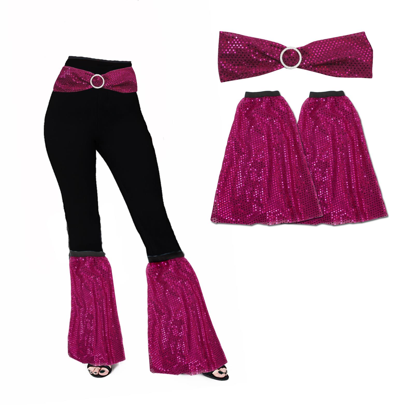 1960 70s Sequin Flares Covers & Belt Disco Soul Funk Dance Fancy Dress Set - Picture 3 of 8