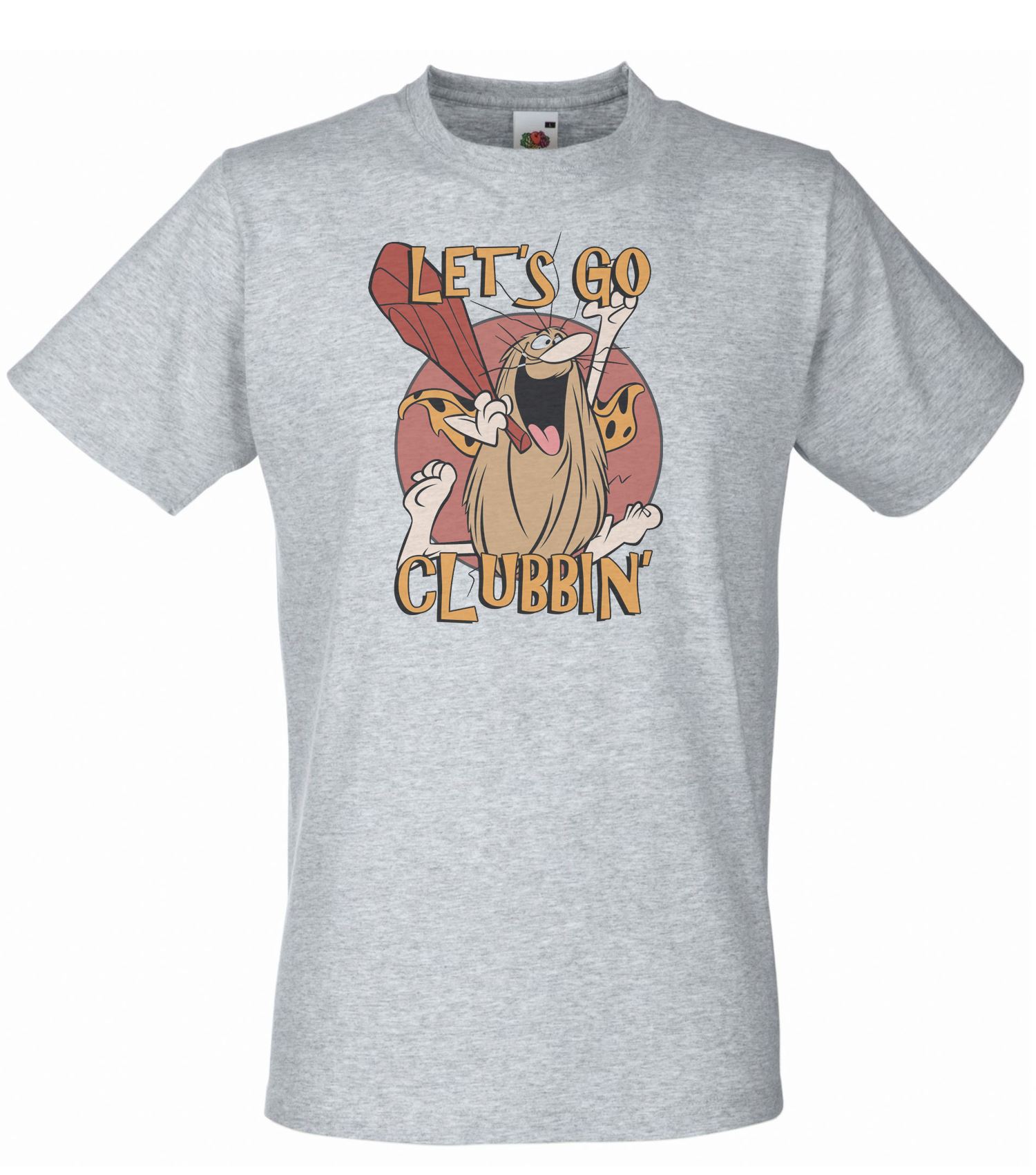 Mens Grey 'Lets Go Clubbin' Captain Caveman T-Shirt 1990's Style TShirt | eBay