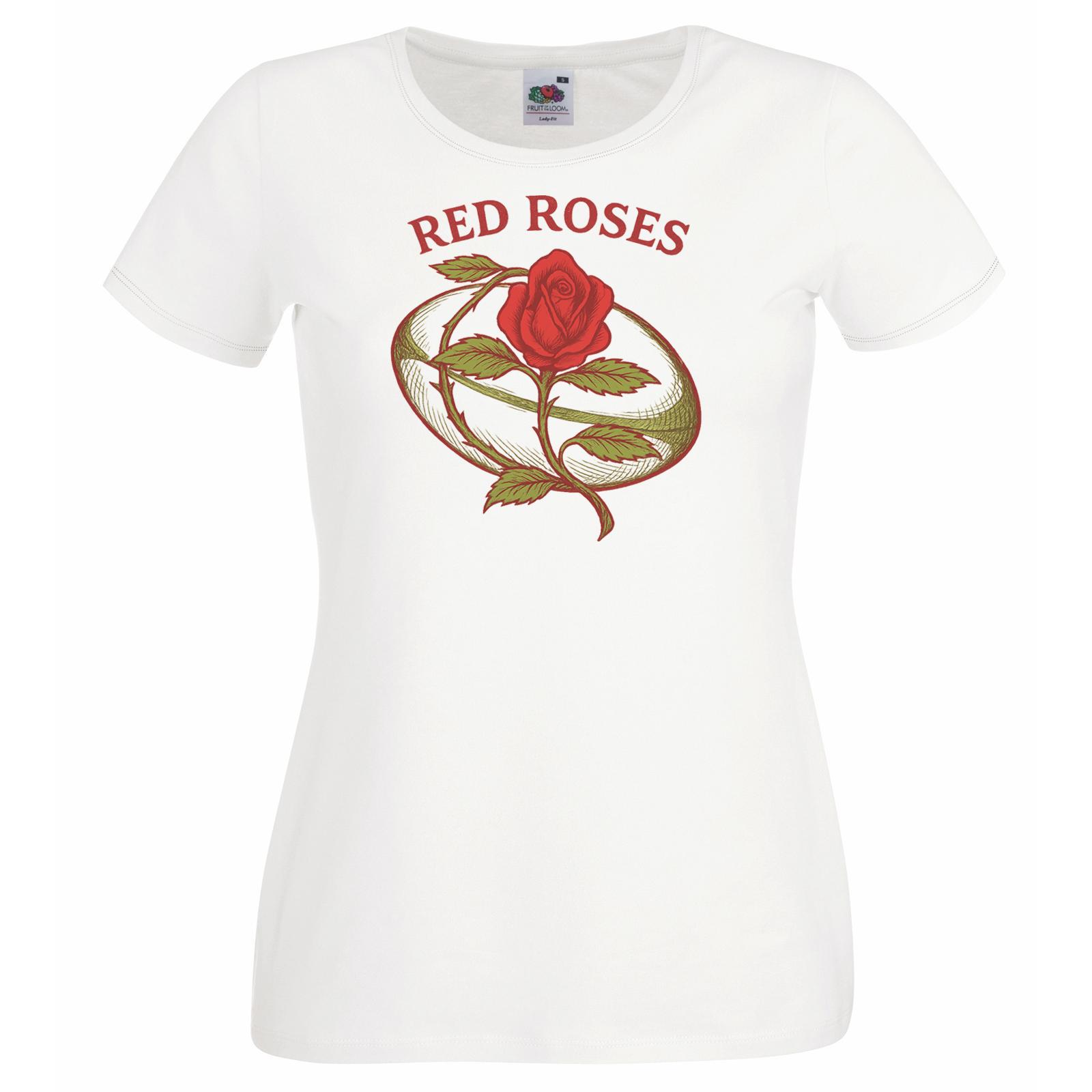 Damen-T-Shirt England Sport rot Rugby Rose Logo Lady Fit weiß - Bild 7 von 7