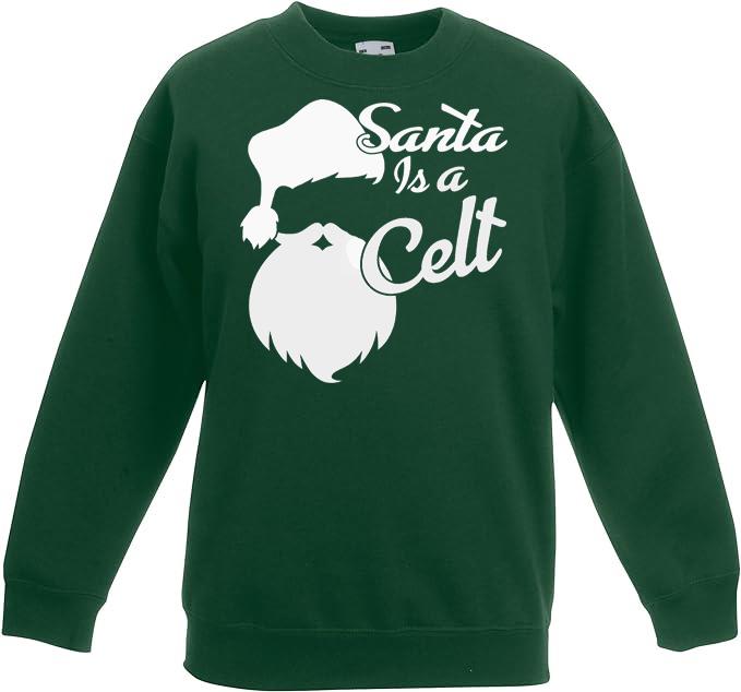 Adults Santa is a Celt Wales Scotland Ireland Festive Green Christmas Jumper - Picture 4 of 7