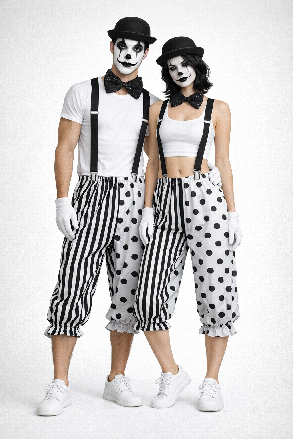 Love様 Adults Black & White Pierrot Clown Set Circus Big Top Kit Fancy