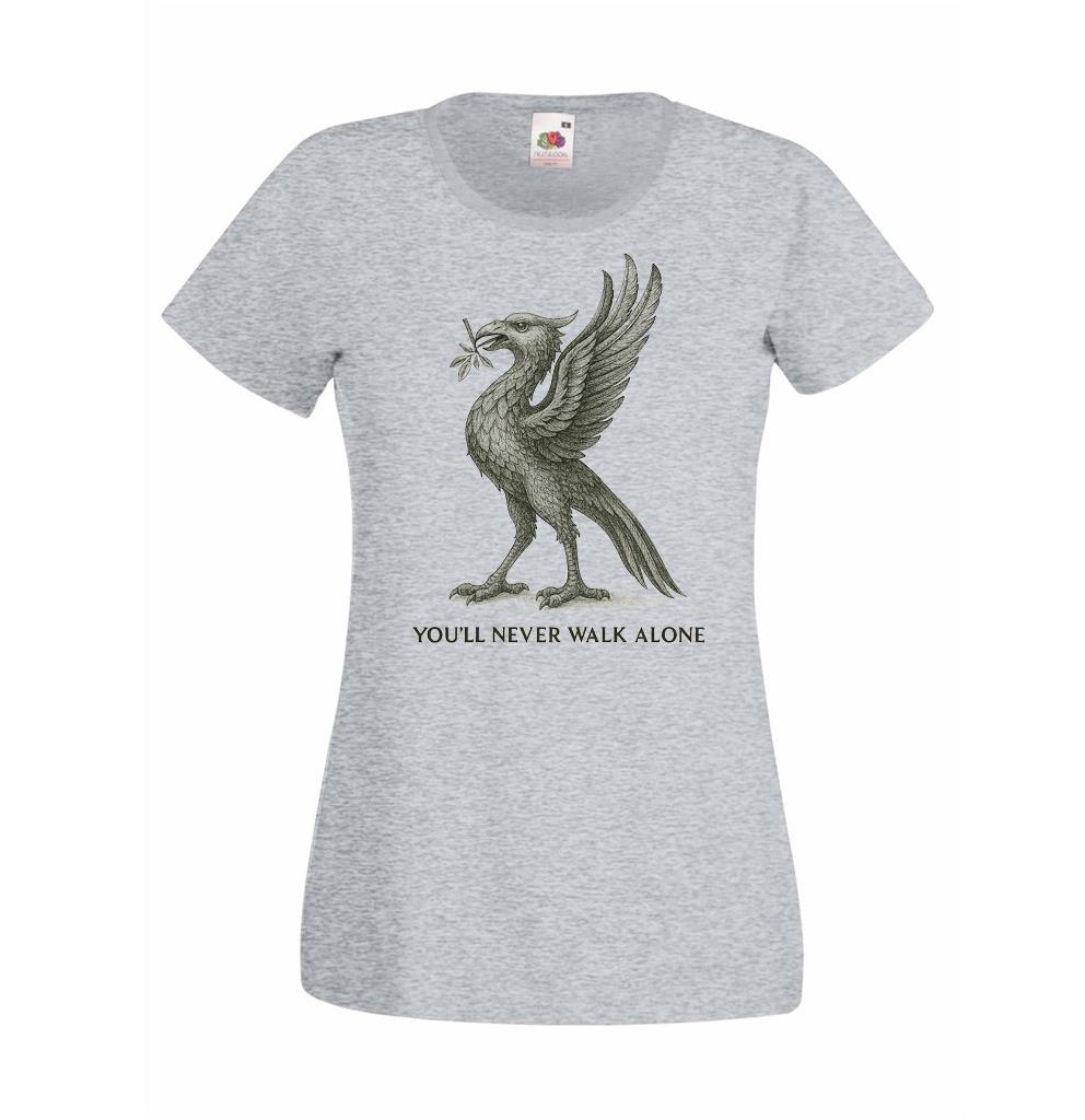 Womens City of Liverpool Mascot YNWA Liver Bird Lady Fit Grey T-Shirt - Picture 8 of 8